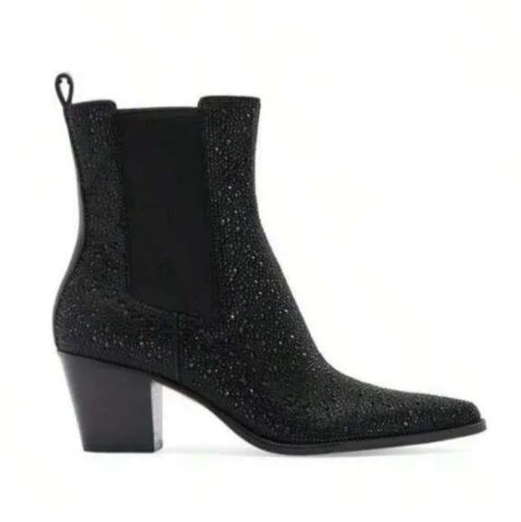 Dolce Vita Shadie Crystal Chelsea Boot In Black Metallic Crystal Designer #72 - Picture 6 of 13